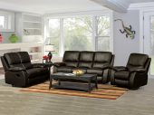 1415 Dark Brown Set w Manual Recliner